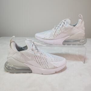 Nike Air Max 270 GS 4Y Womens 5.5 White Metallic Silver Unisex Boys Girls Gym